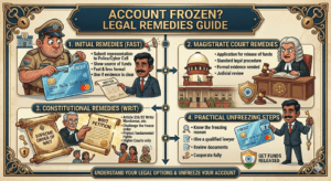 Is going to court the only way to unfreeze a bank account frozen by the police or cyber cell? Learn all the legal remedies available, including representations, Magistrate proceedings, writ petitions, and practical steps to get your account unfrozen